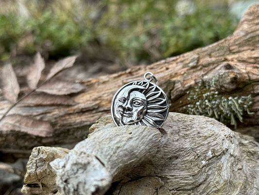 Sonne Mond Anhänger aus Silber