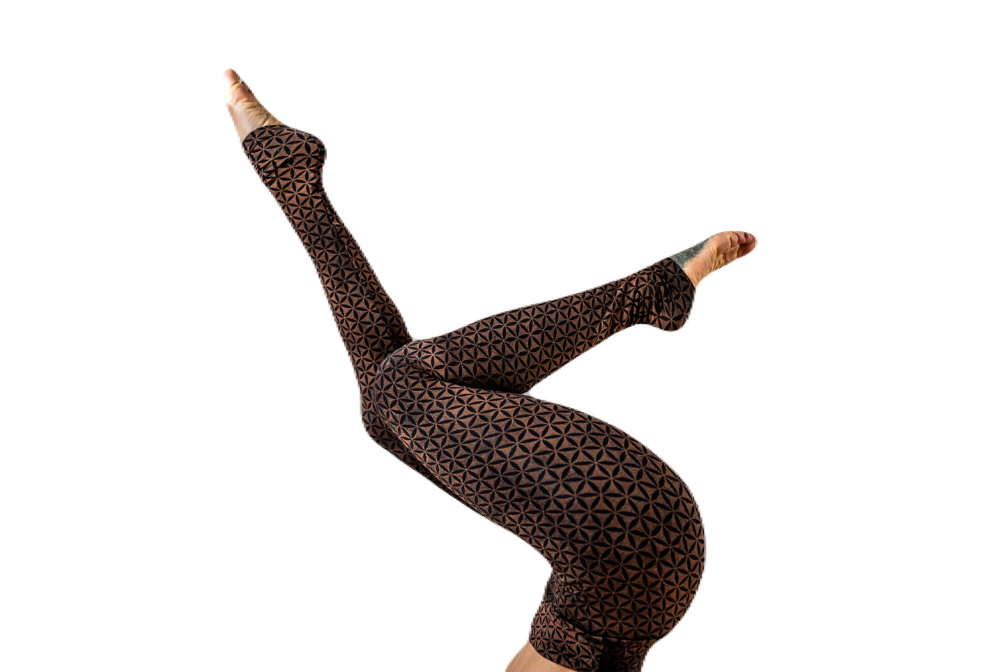 Block print leggings with floral pattern in black
