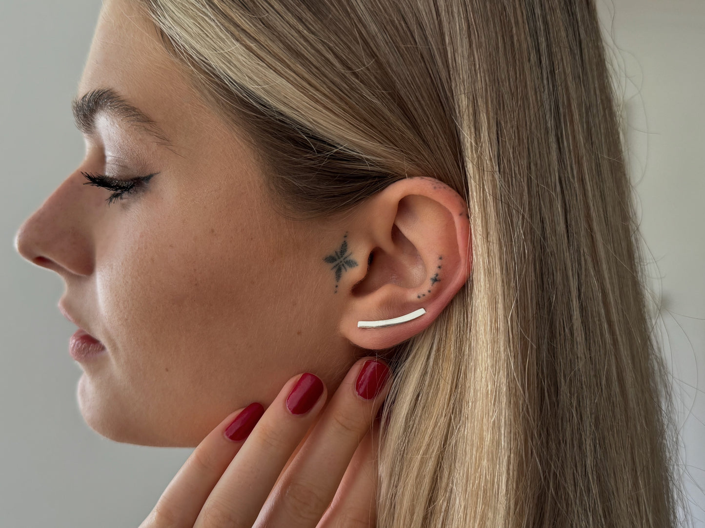 Earclimber earrings with silver spirals