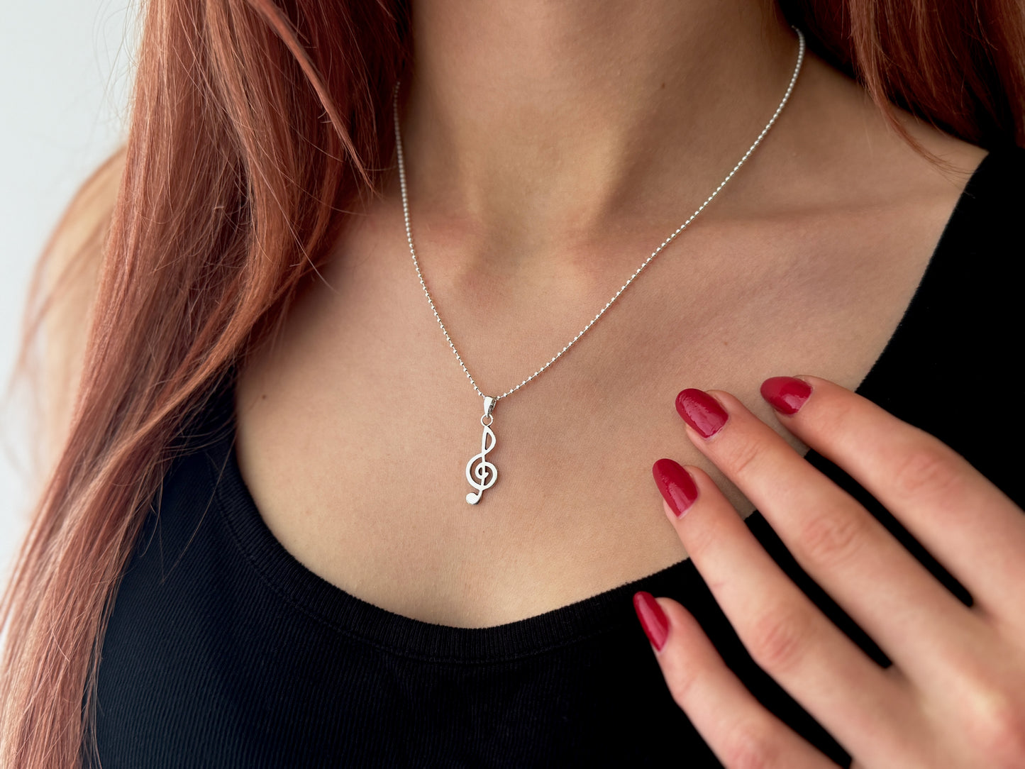 Kugelkette mit Violinschlüssel aus Silber