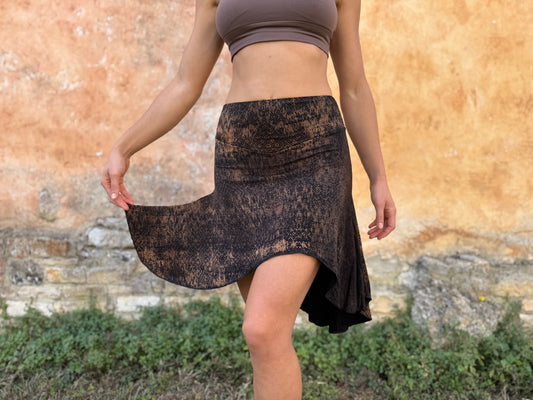 Block print leggings with floral pattern in black