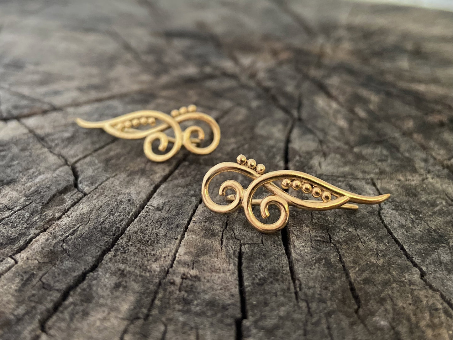 Earclimber earrings two spirals made of silver