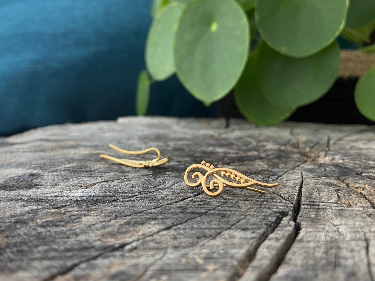 Earclimber earrings two spirals made of silver