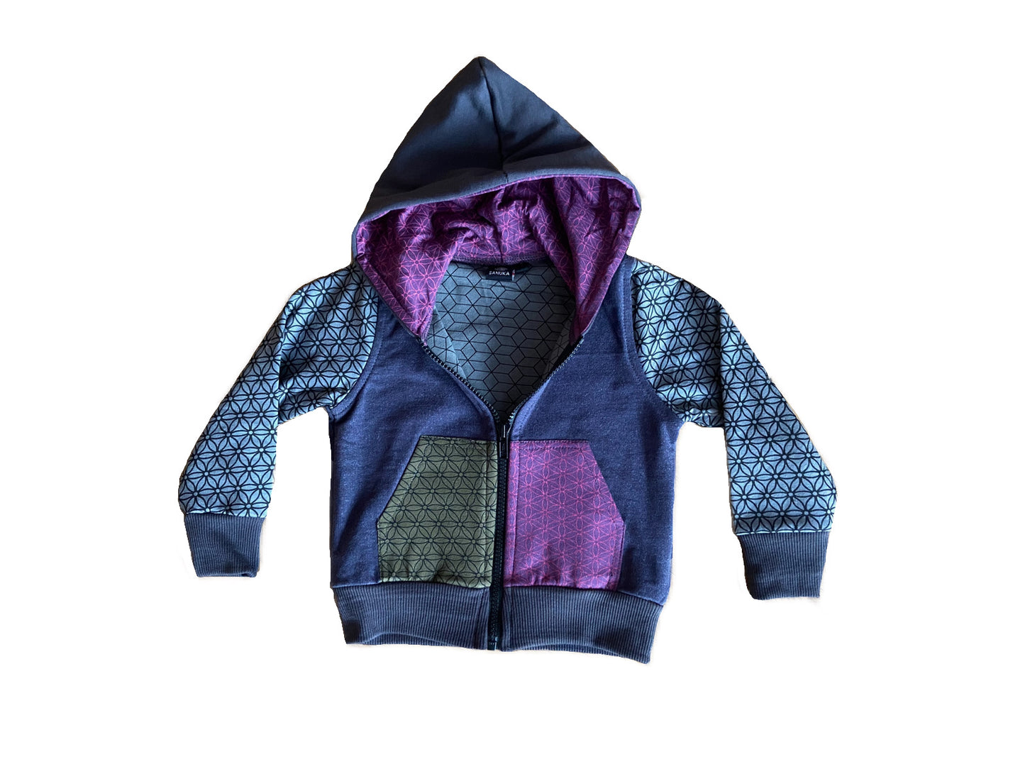 süsse Kinder Kapuzenjacke in blau grau rosa grün