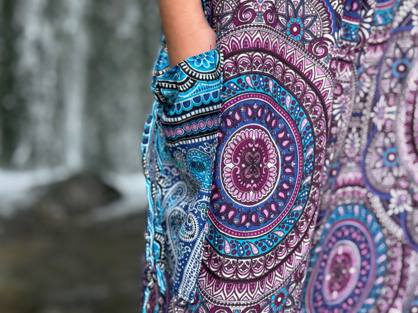 blue pink patterned harem pants for children