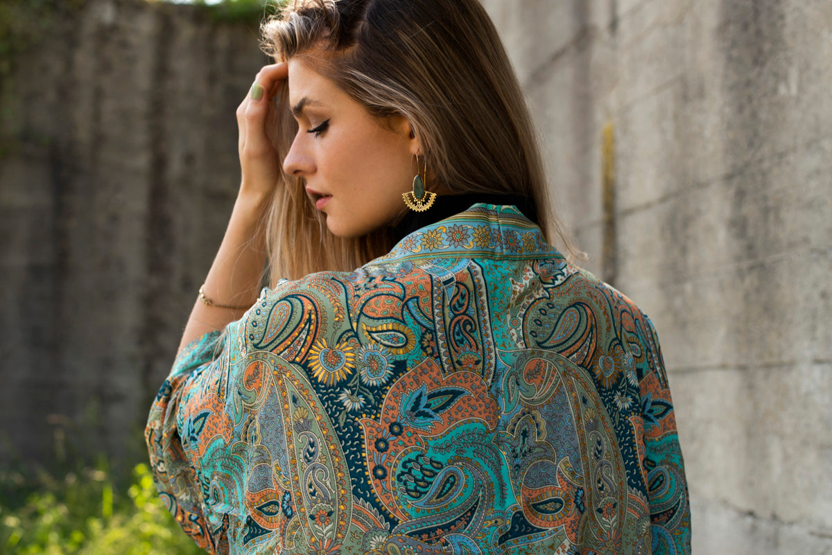 bunt gemusterter Kimono, Bluse, Überwurf, leichte Jacke