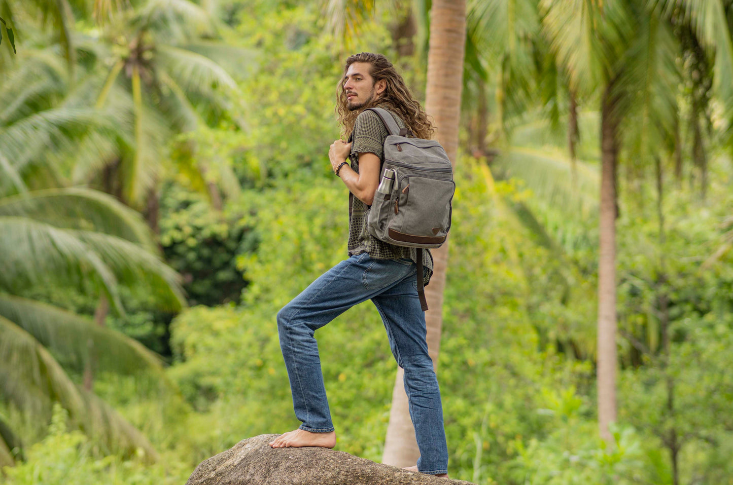 Canvas Rucksack in grau