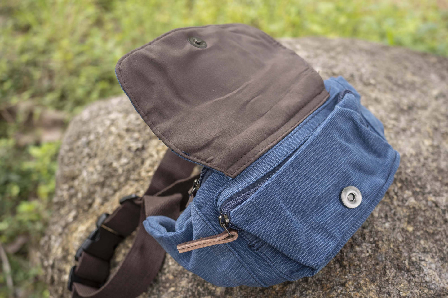 praktische Bauchtasche Canvas in blau