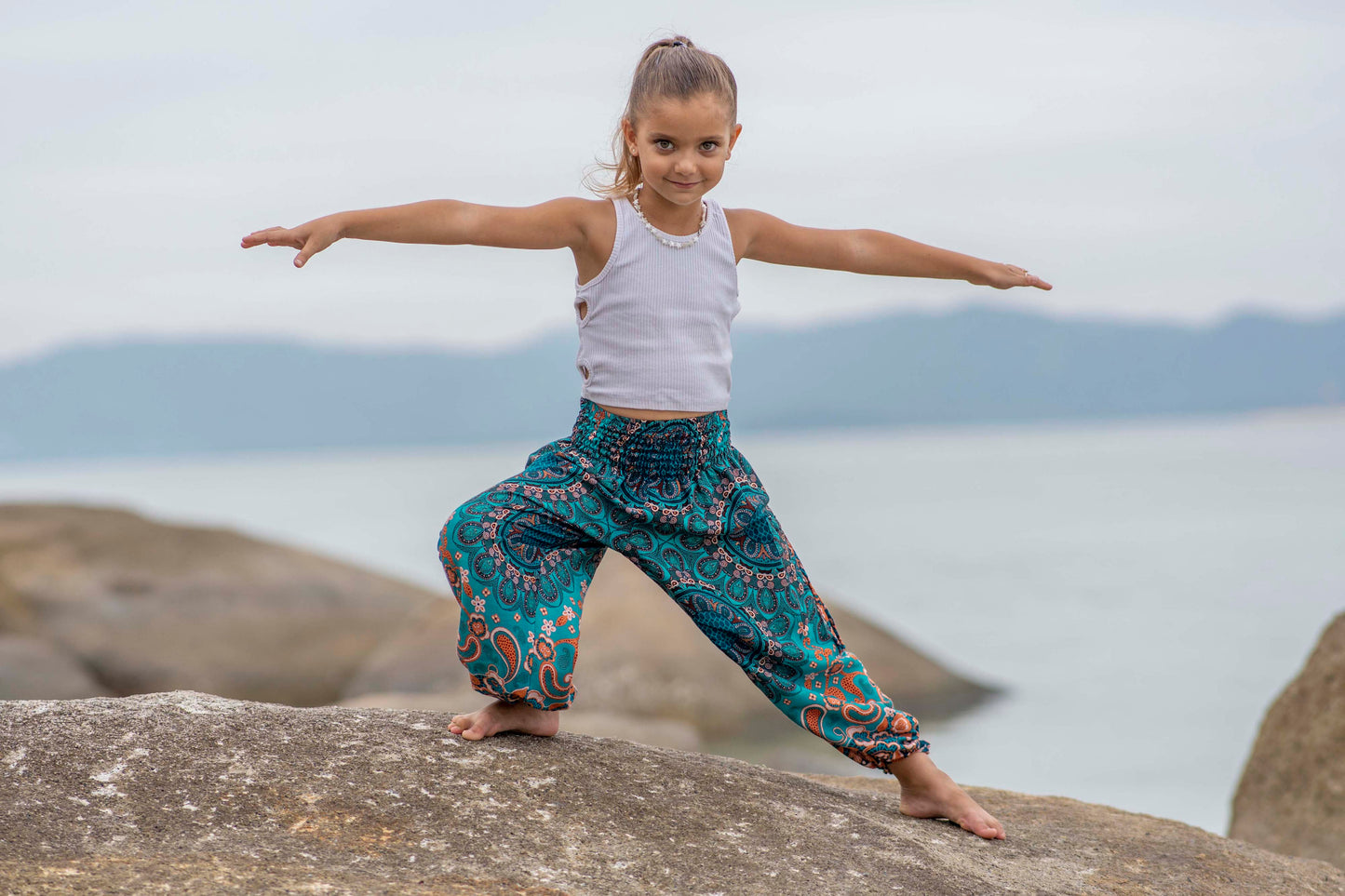 turquoise orange patterned harem pants for children