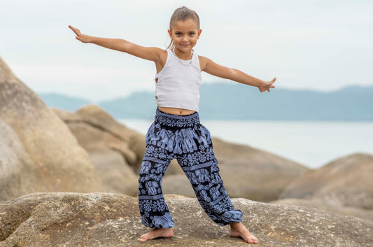 luftige Pluderhose blau mit Elefanten für Kinder