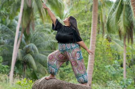 PLUS SIZE colorful patterned harem pants with pockets for adults