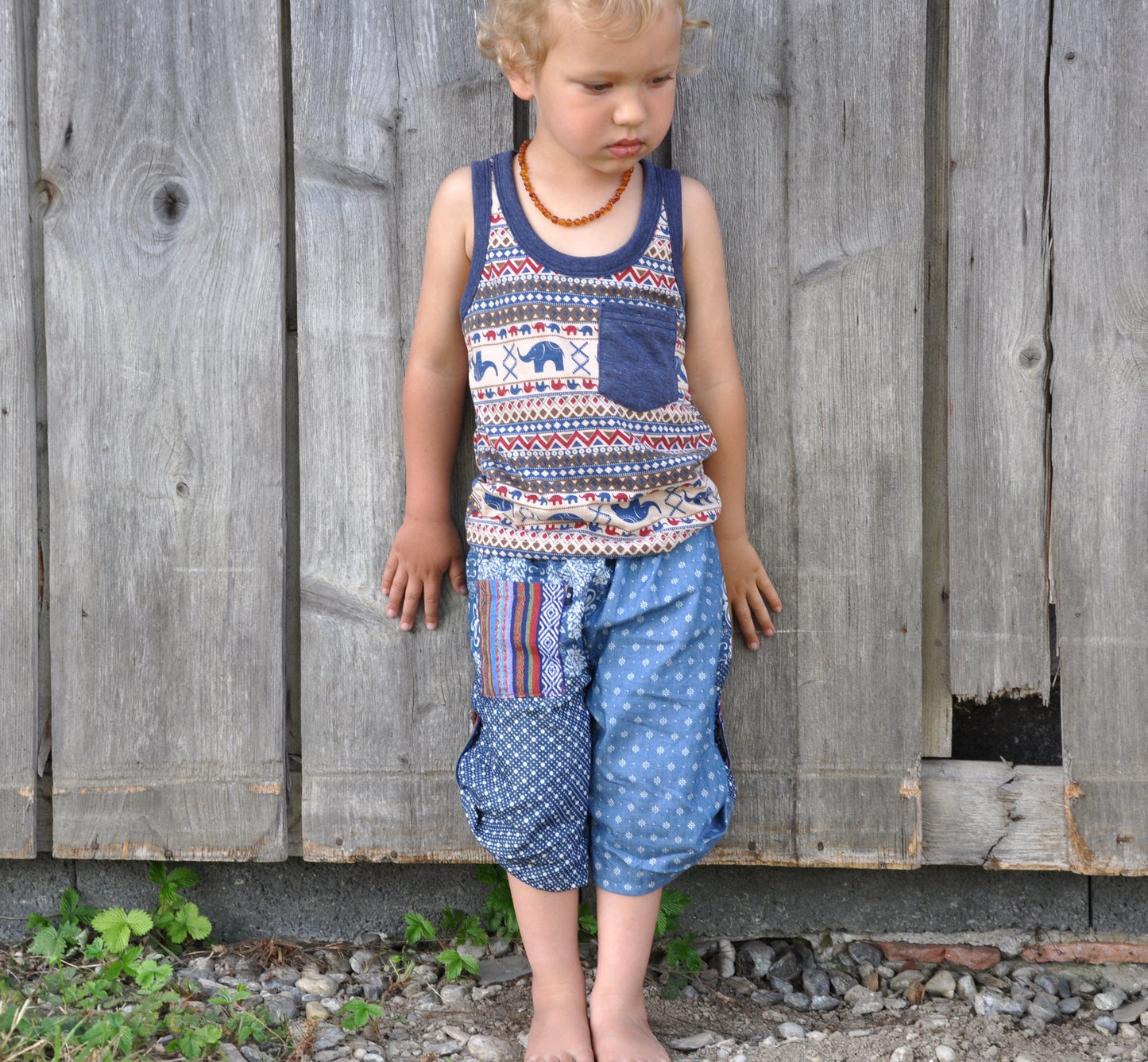 colorful patterned tank top with elephants for children