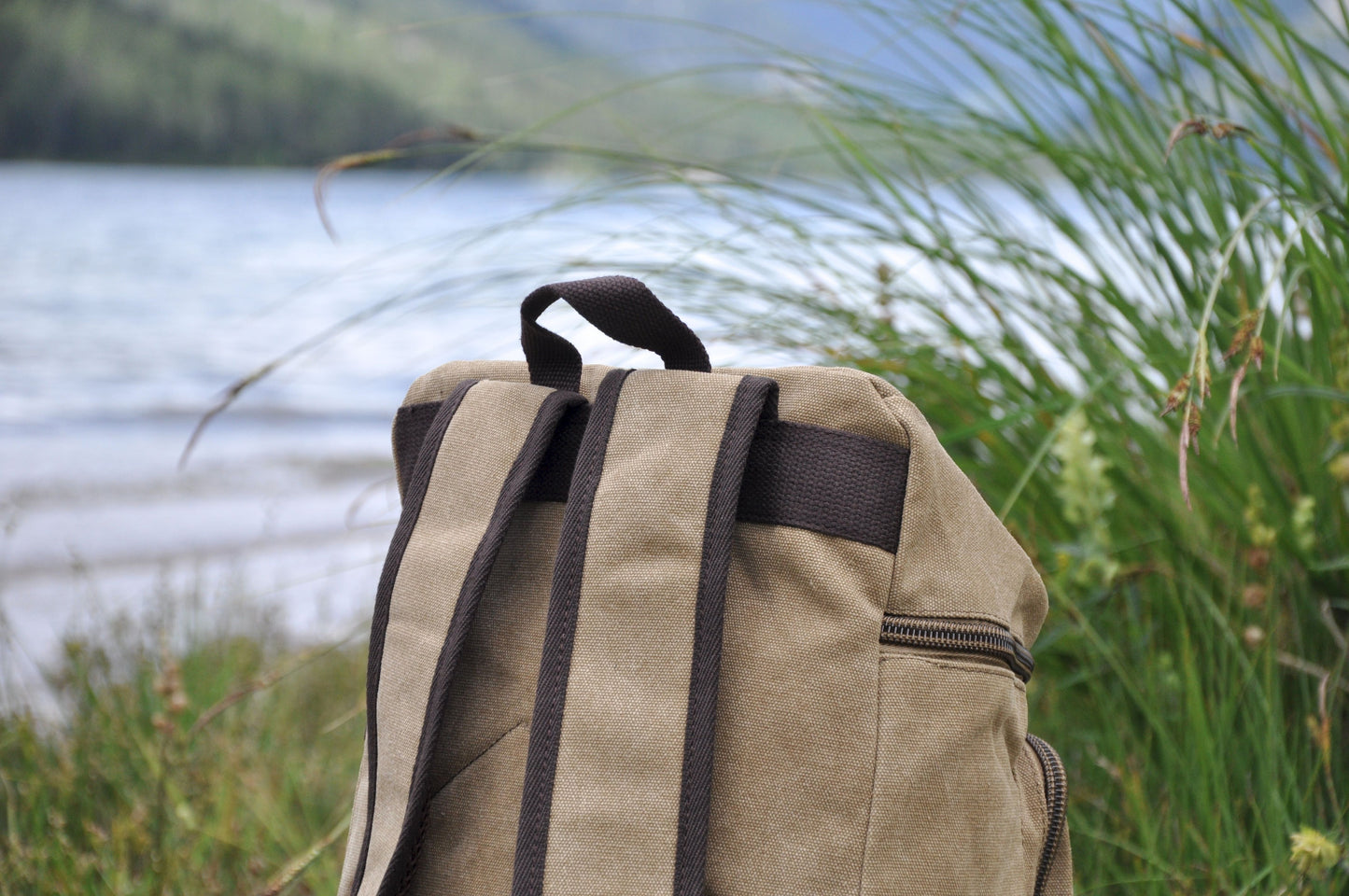 Canvas backpack in beige