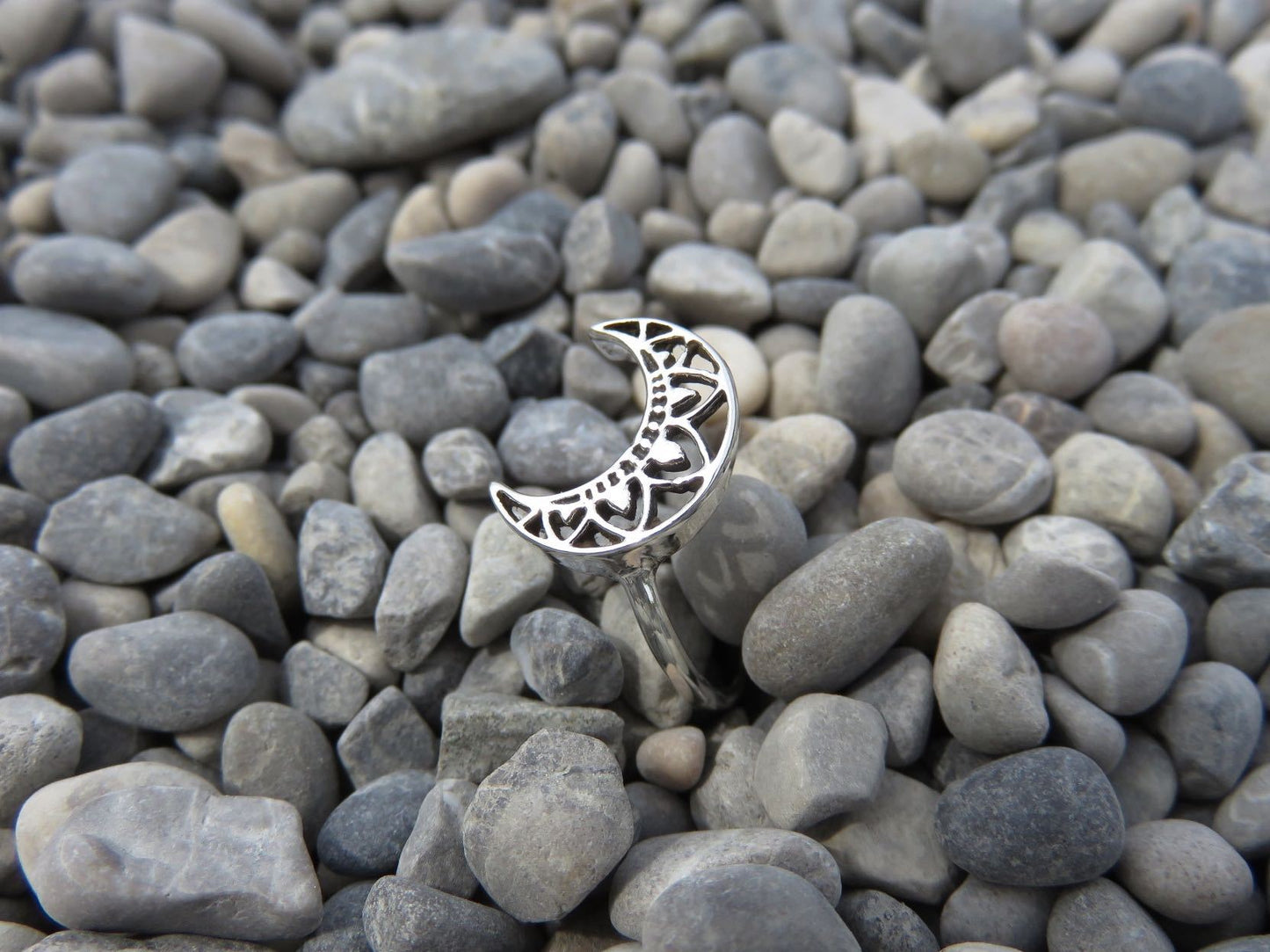 gemusterter Mond Ring aus Silber