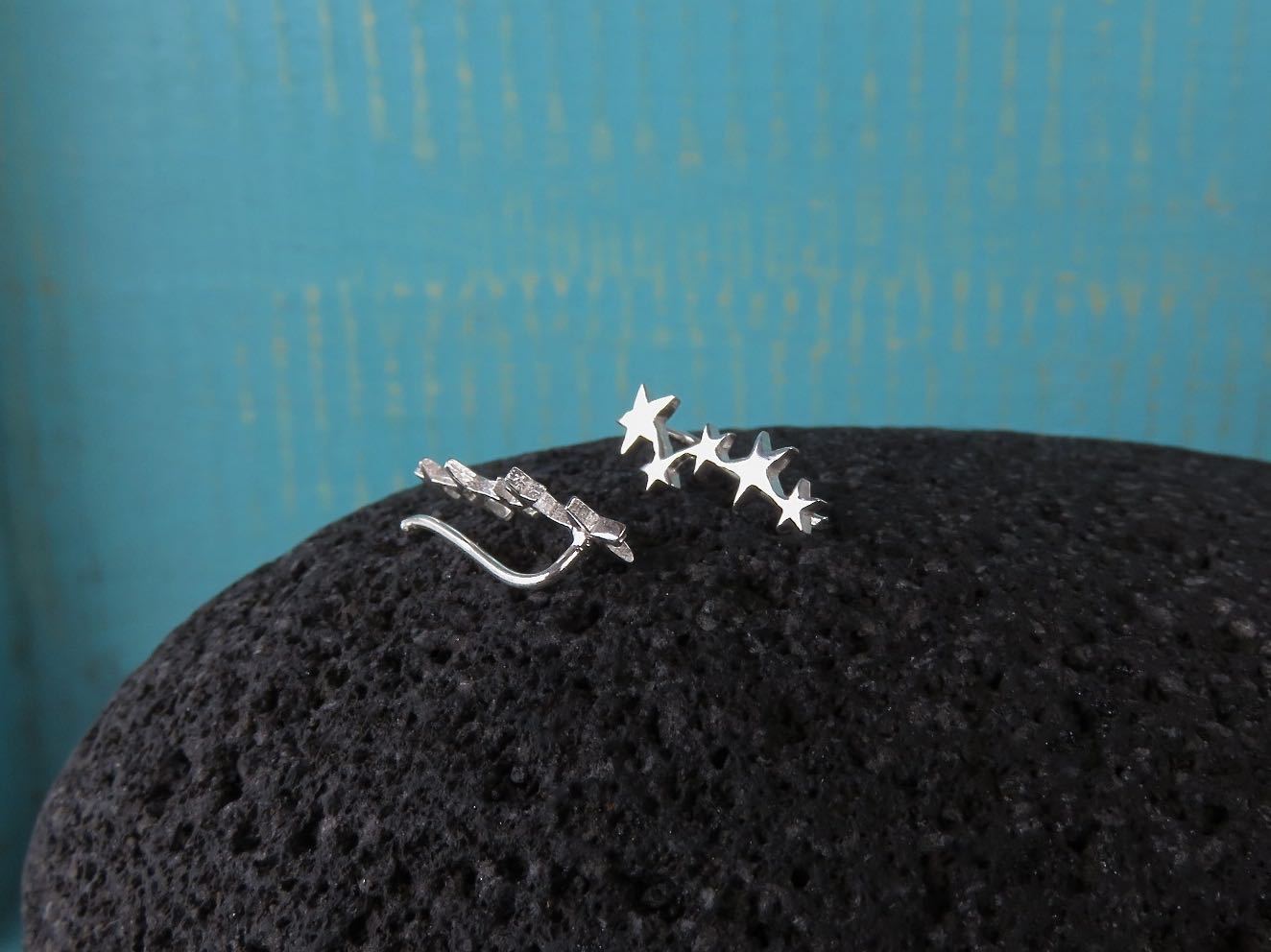 Earclimber Ohrringe mit Sternchen aus Silber