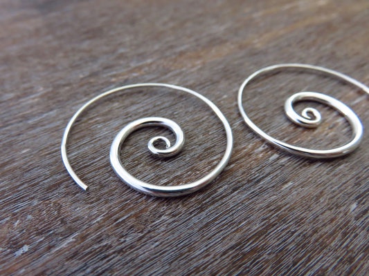schlichte Spiral Creolen aus Silber, Ohrringe Spiralen 925er Silber