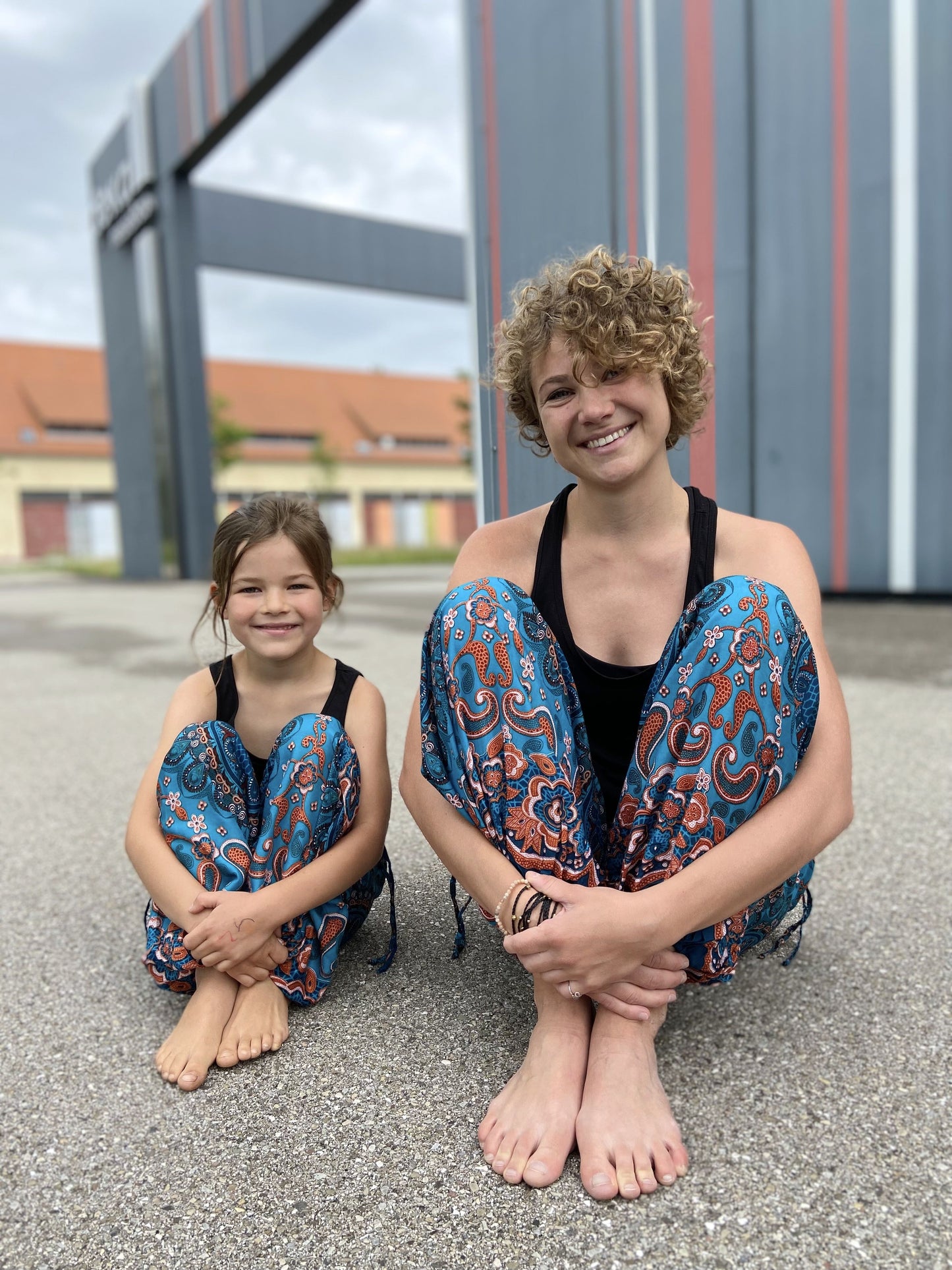 turquoise orange patterned harem pants for children
