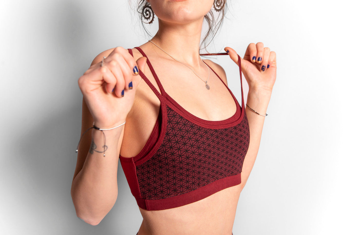 Yoga Top mit dem Muster der Lebensblume rot