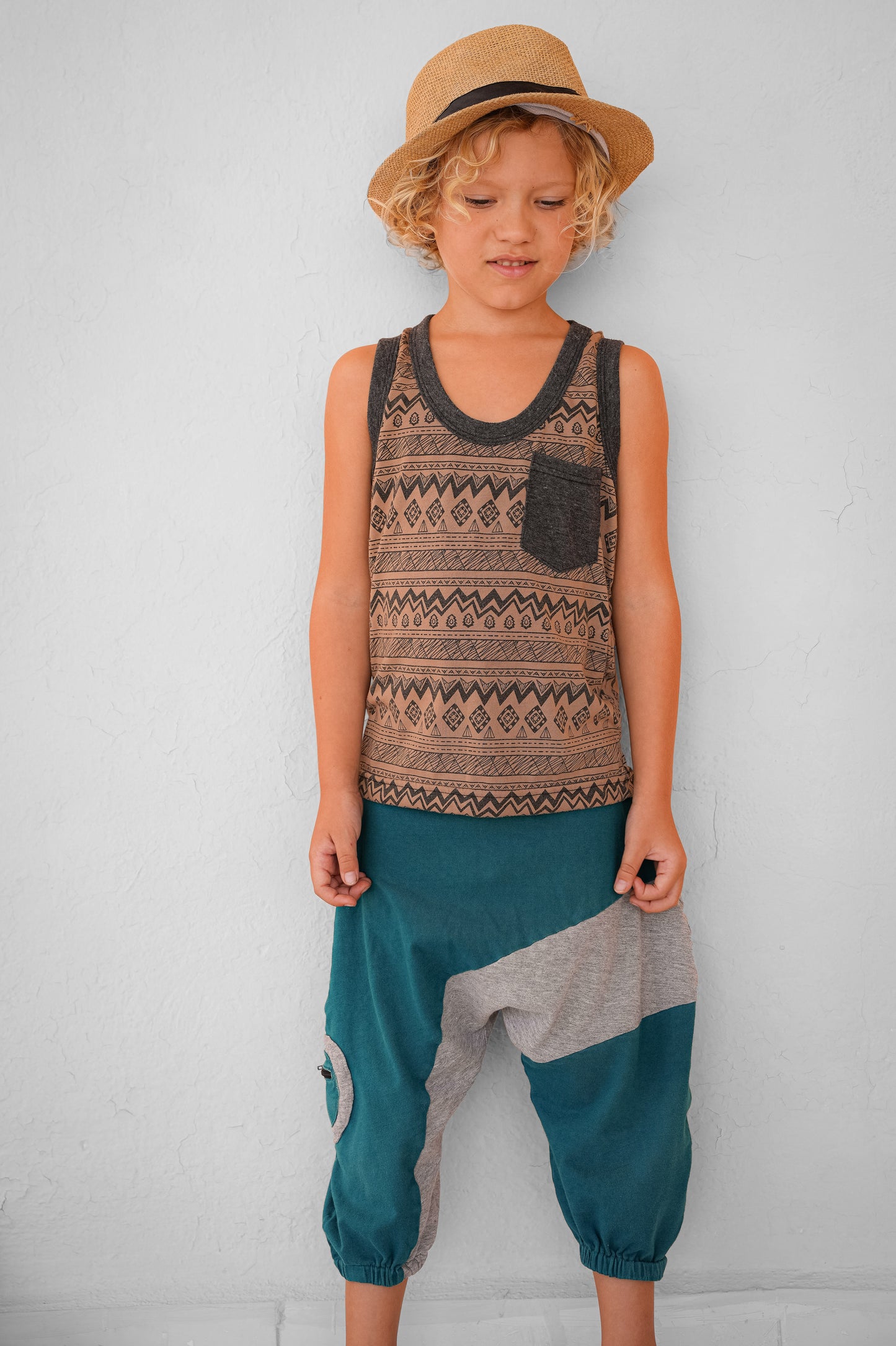 braun grau gemustertes Tanktop für Kinder