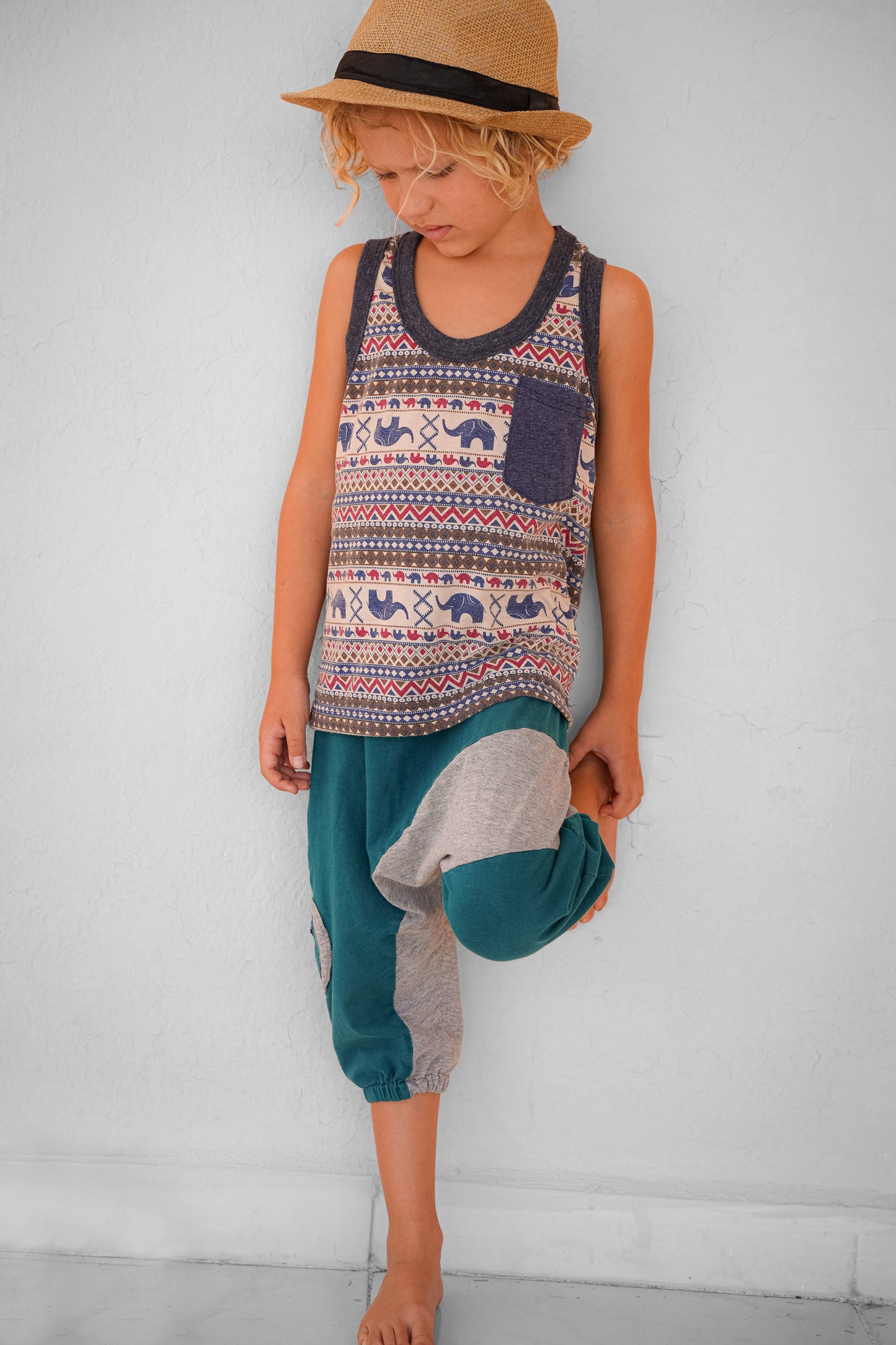 colorful patterned tank top with elephants for children