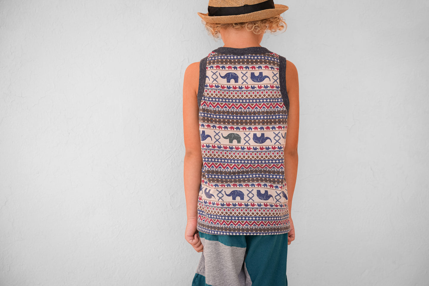 colorful patterned tank top with elephants for children