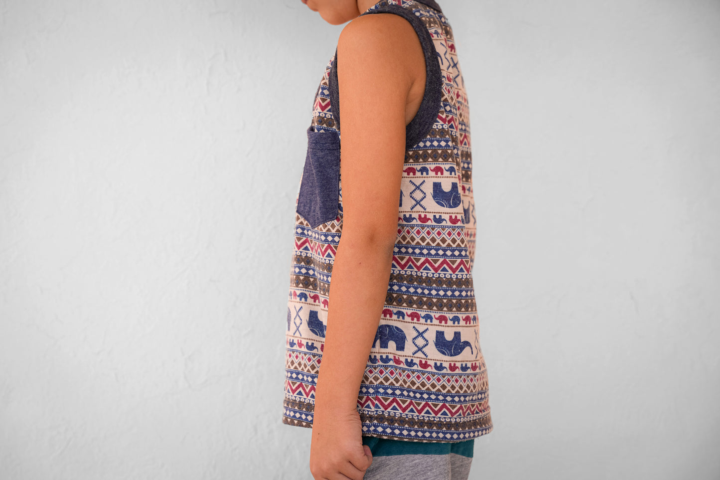 colorful patterned tank top with elephants for children
