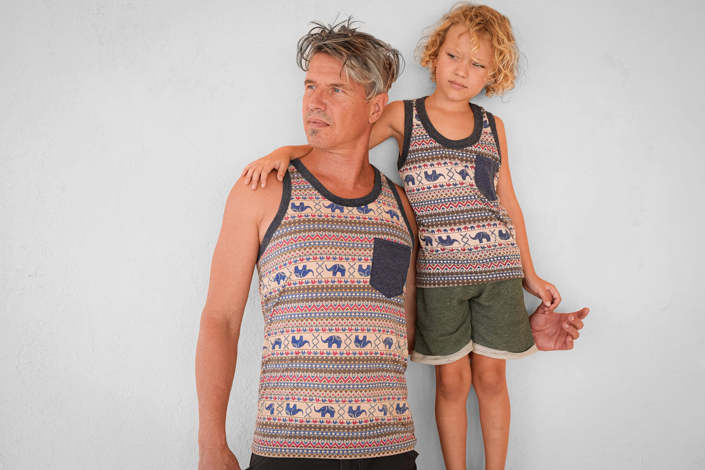 Elephant tank top for men with chest pocket