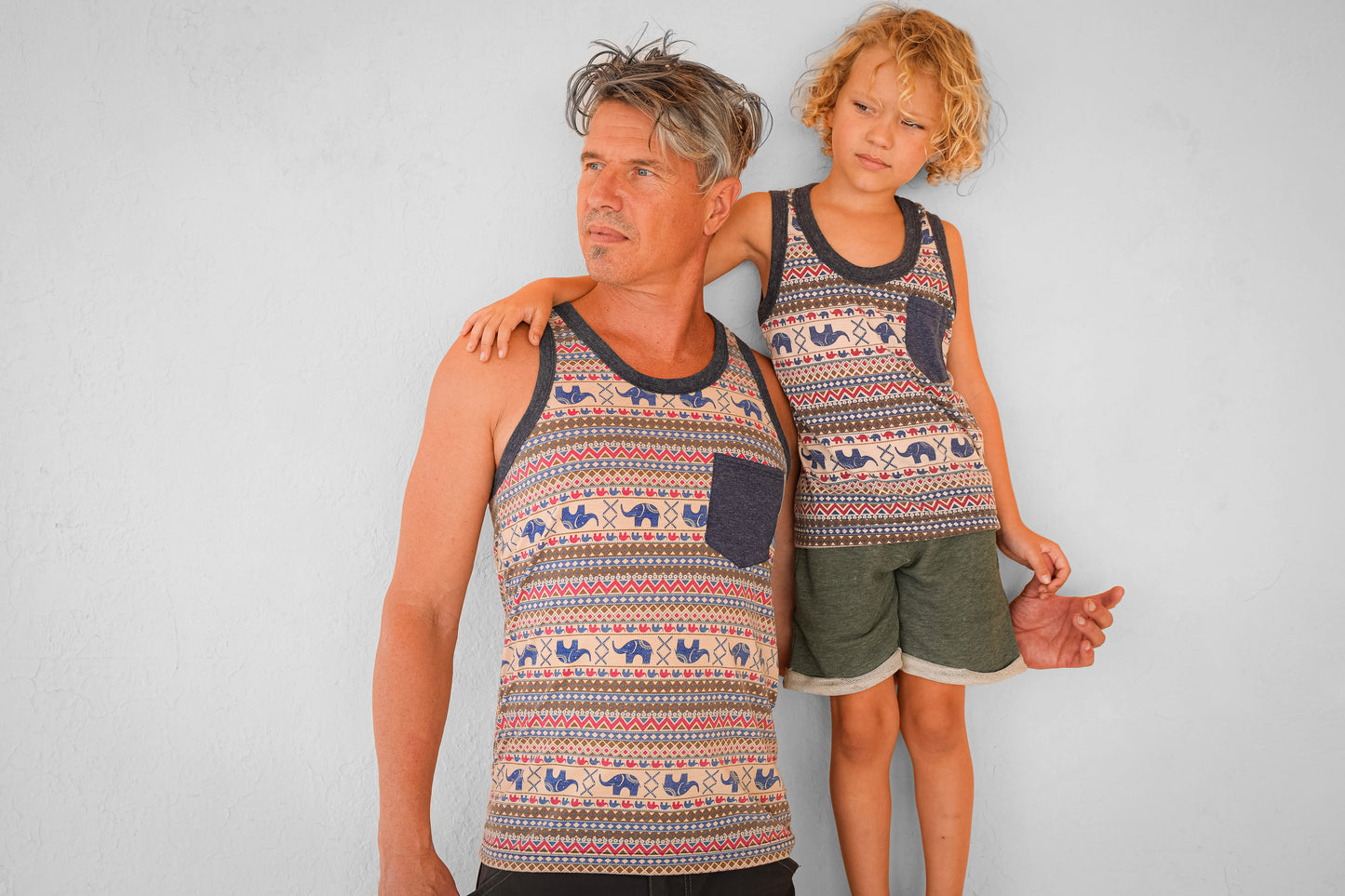 colorful patterned tank top with elephants for children