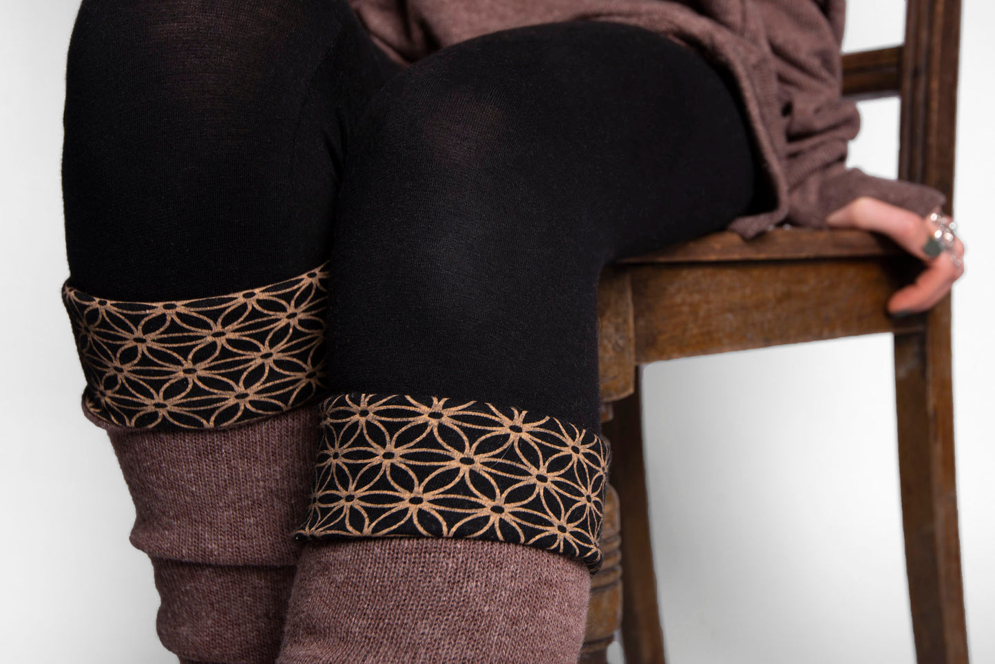 Leg warmers for turning in brown, cuffs, yoga cuffs