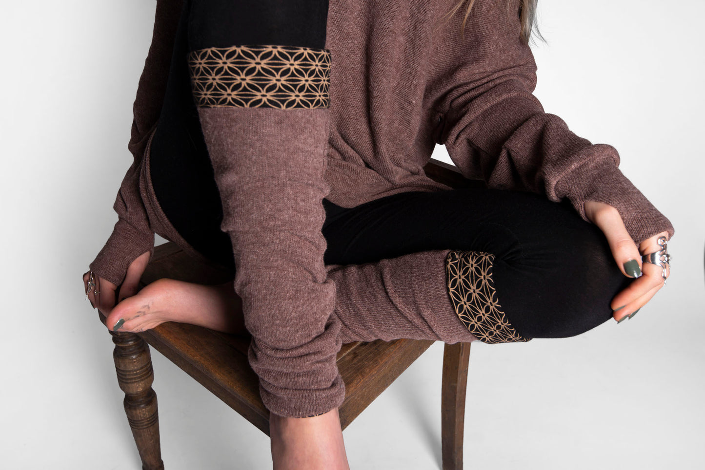 Leg warmers for turning in brown, cuffs, yoga cuffs