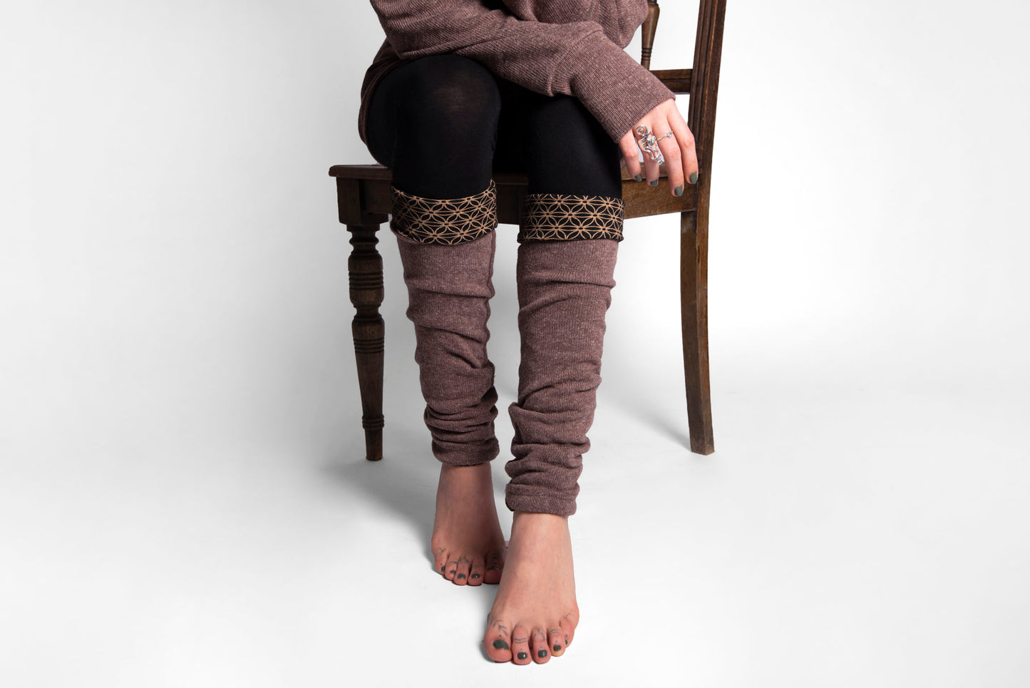 Leg warmers for turning in brown, cuffs, yoga cuffs