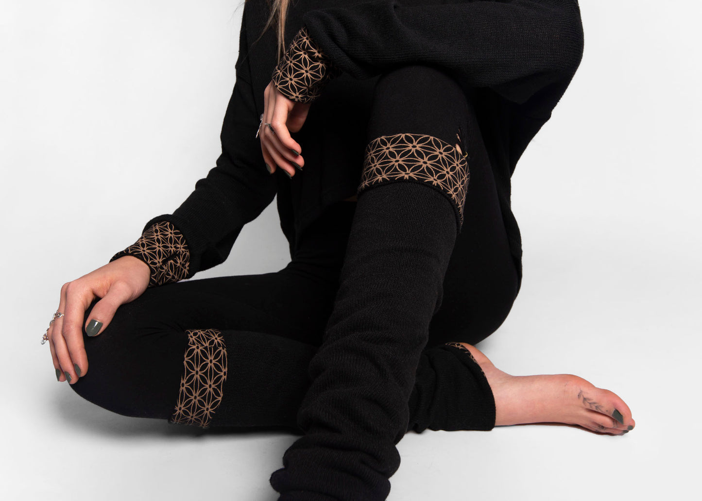 Beinstulpen zum Wenden in schwarz, Stulpen, Yoga Stulpen
