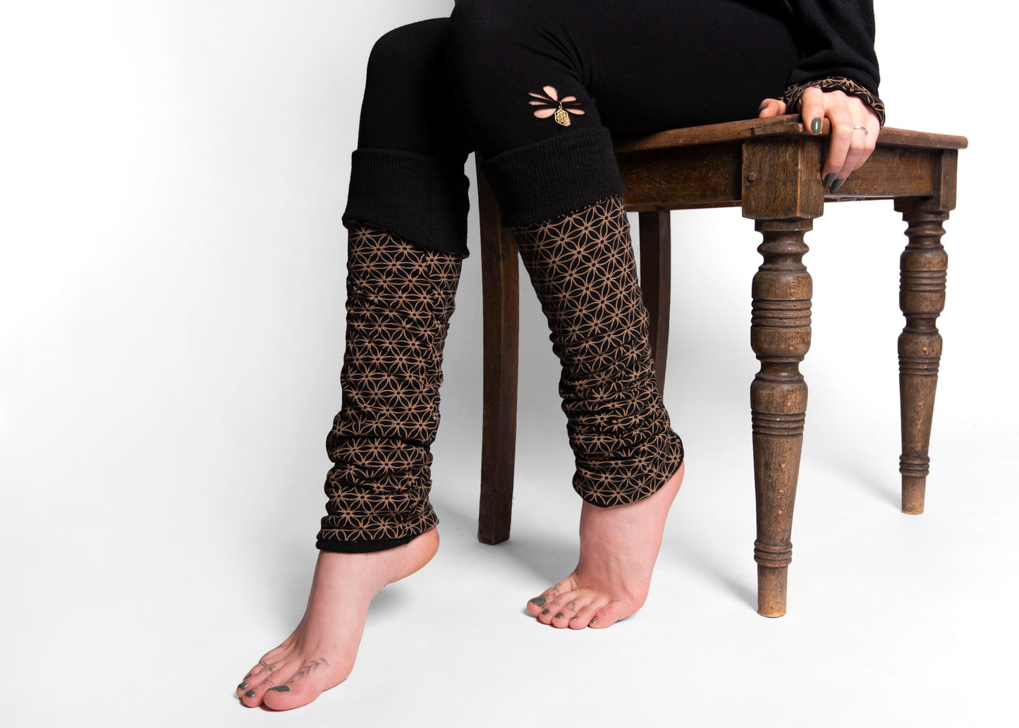 Beinstulpen zum Wenden in schwarz, Stulpen, Yoga Stulpen