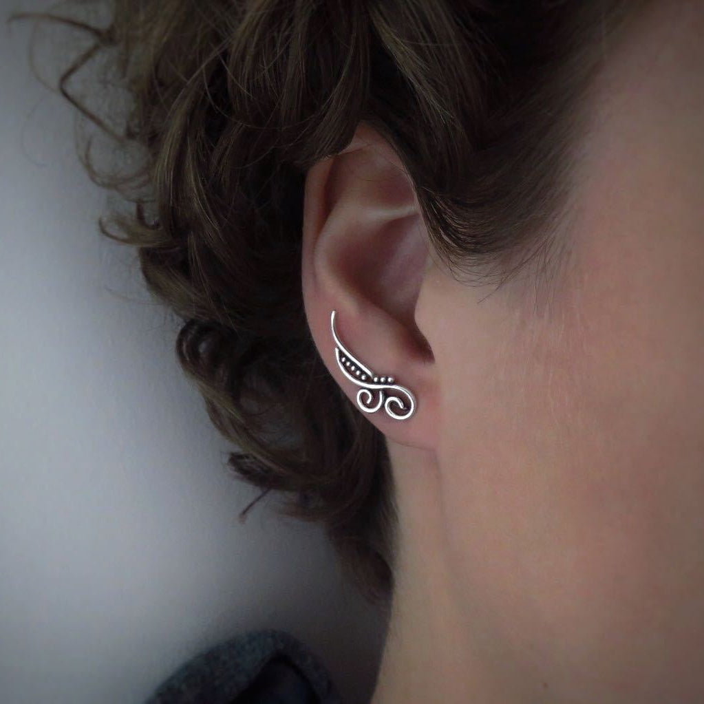 Earclimber Ohrringe zwei Spiralen aus Silber