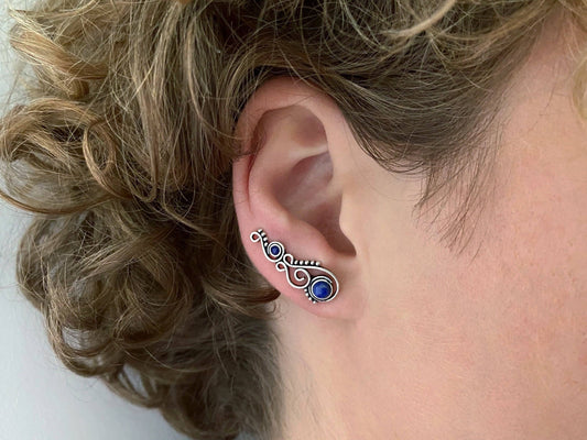 Earclimber Ohrringe mit Lapislazuli Steinen aus Silber