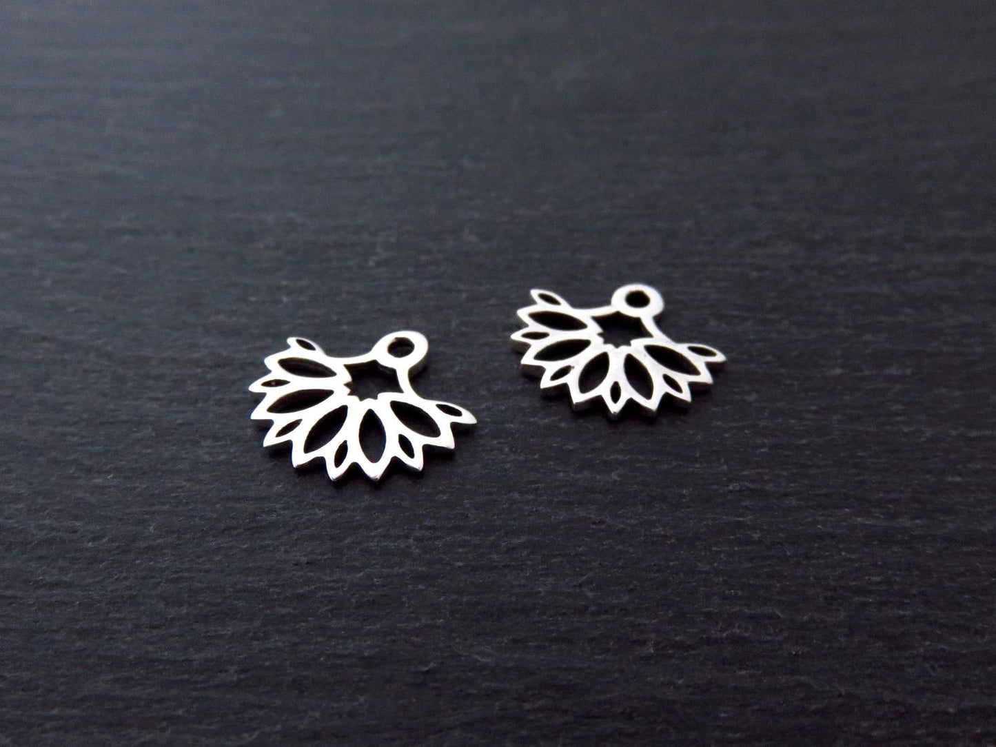 Front back stud earrings with black onyx stone made of silver