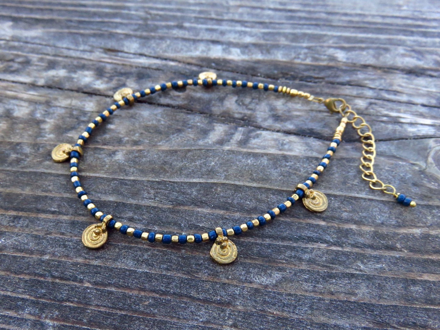 Anklet with small spirals made of brass