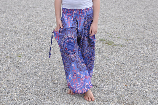 rosa lila gemusterte Pluderhose für Kinder