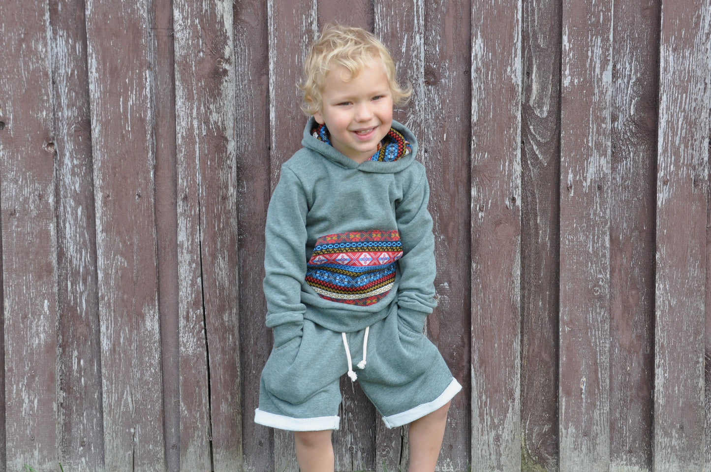 casual shorts with colorful pockets for boys