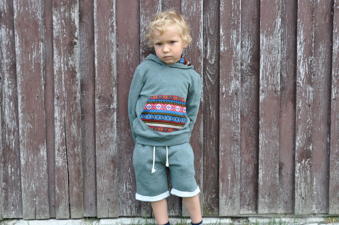 casual shorts with colorful pockets for boys