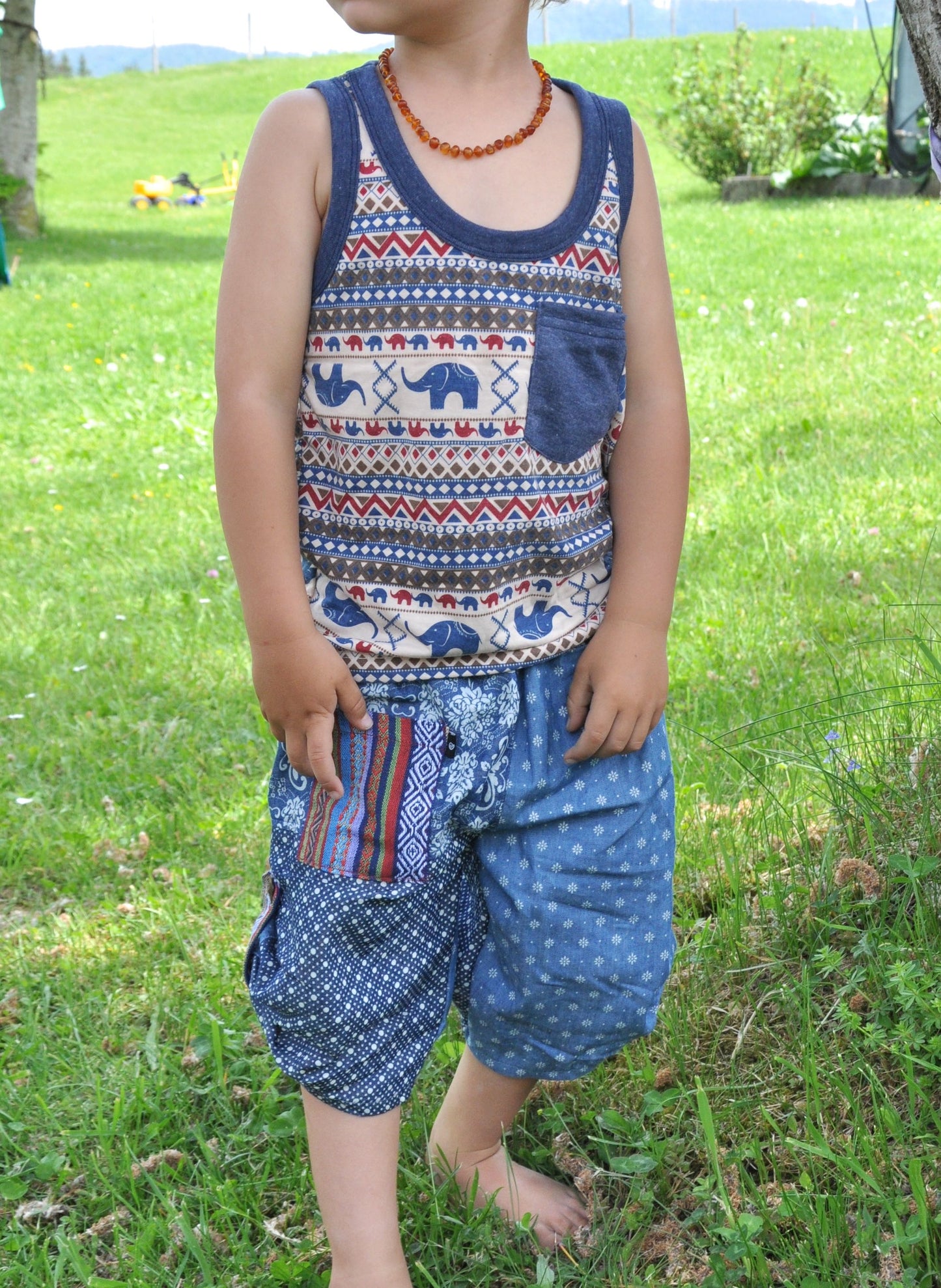colorful patterned tank top with elephants for children