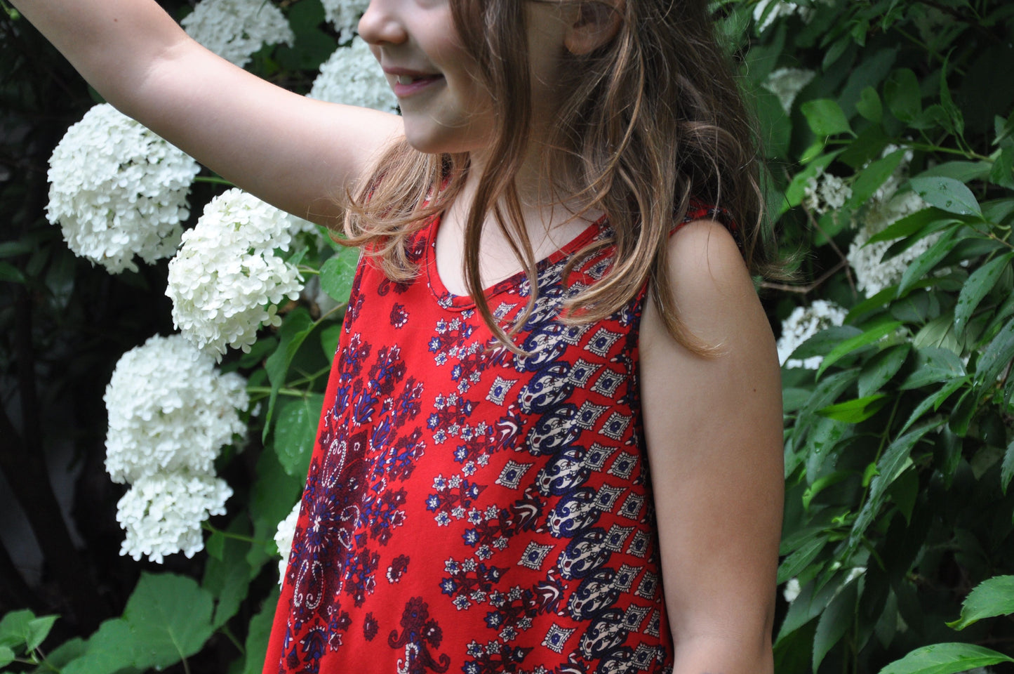 floral tank top for girls in red