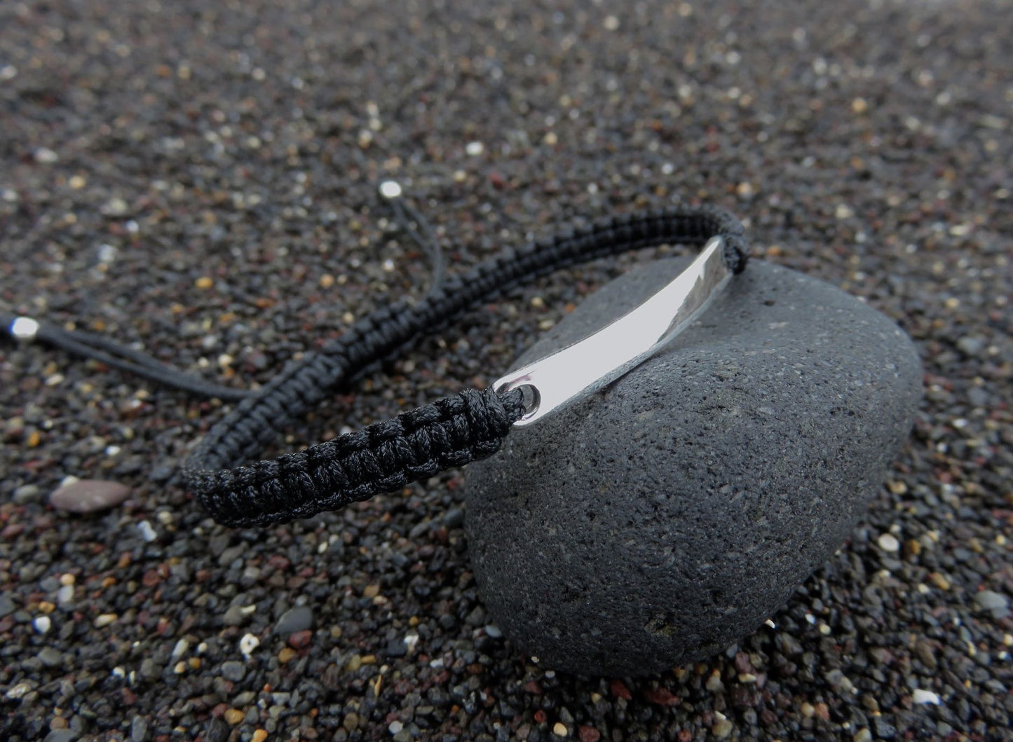 schwarzes Armband für Männer mit Silber Element