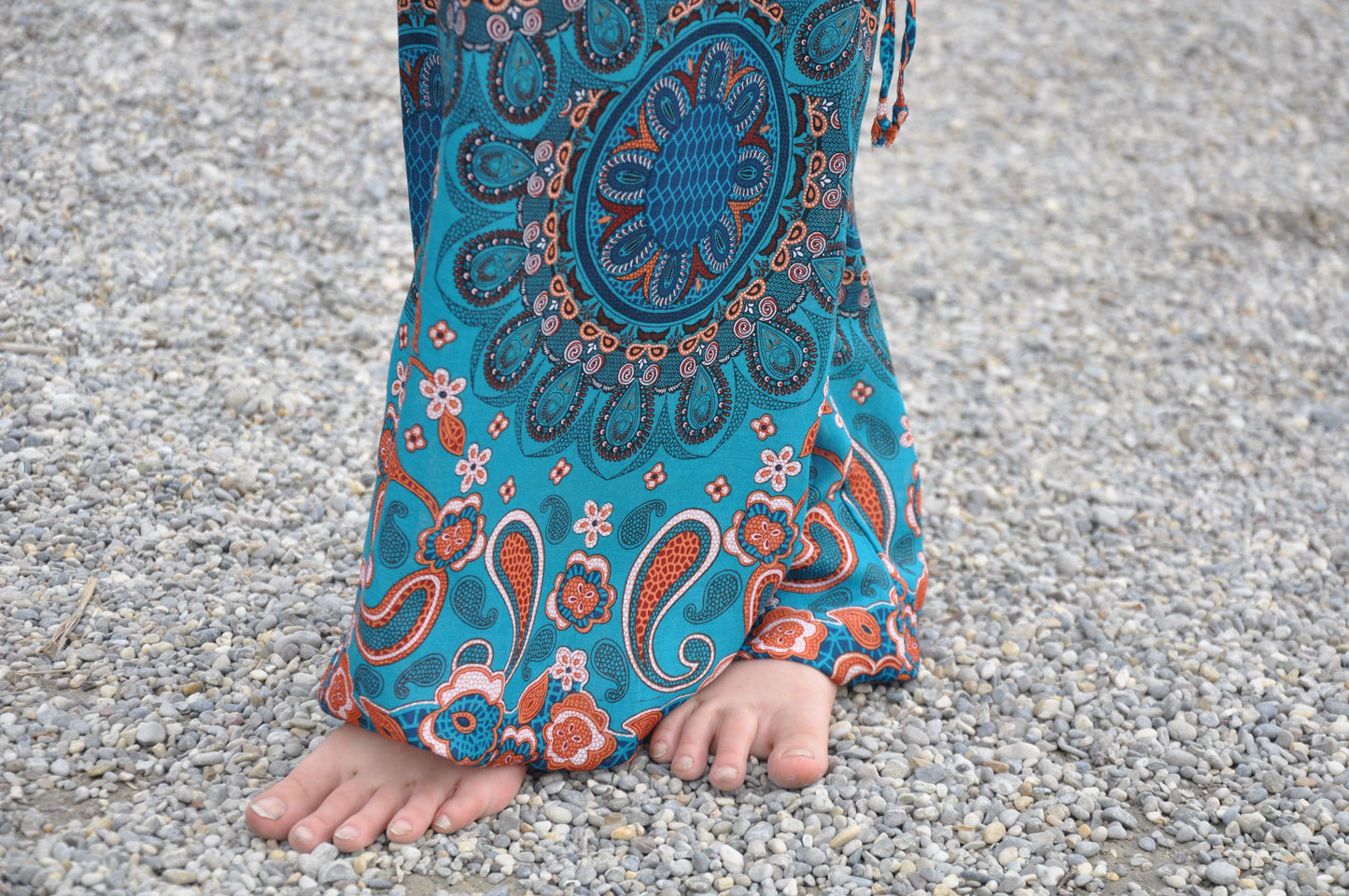 turquoise orange patterned harem pants for children