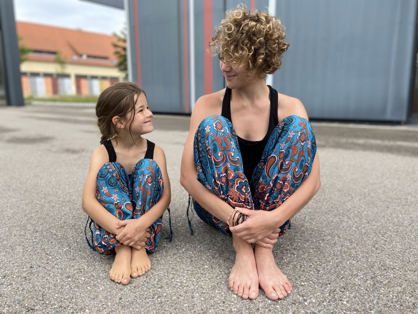 turquoise orange patterned harem pants for children