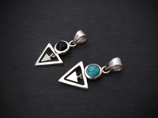Pendant with stone and small dangling triangle