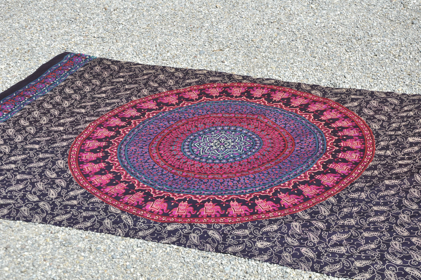 purple pink sarong/bath towel with mandala pattern