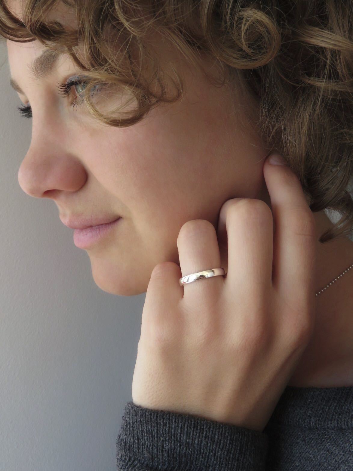 simple unisex silver band ring