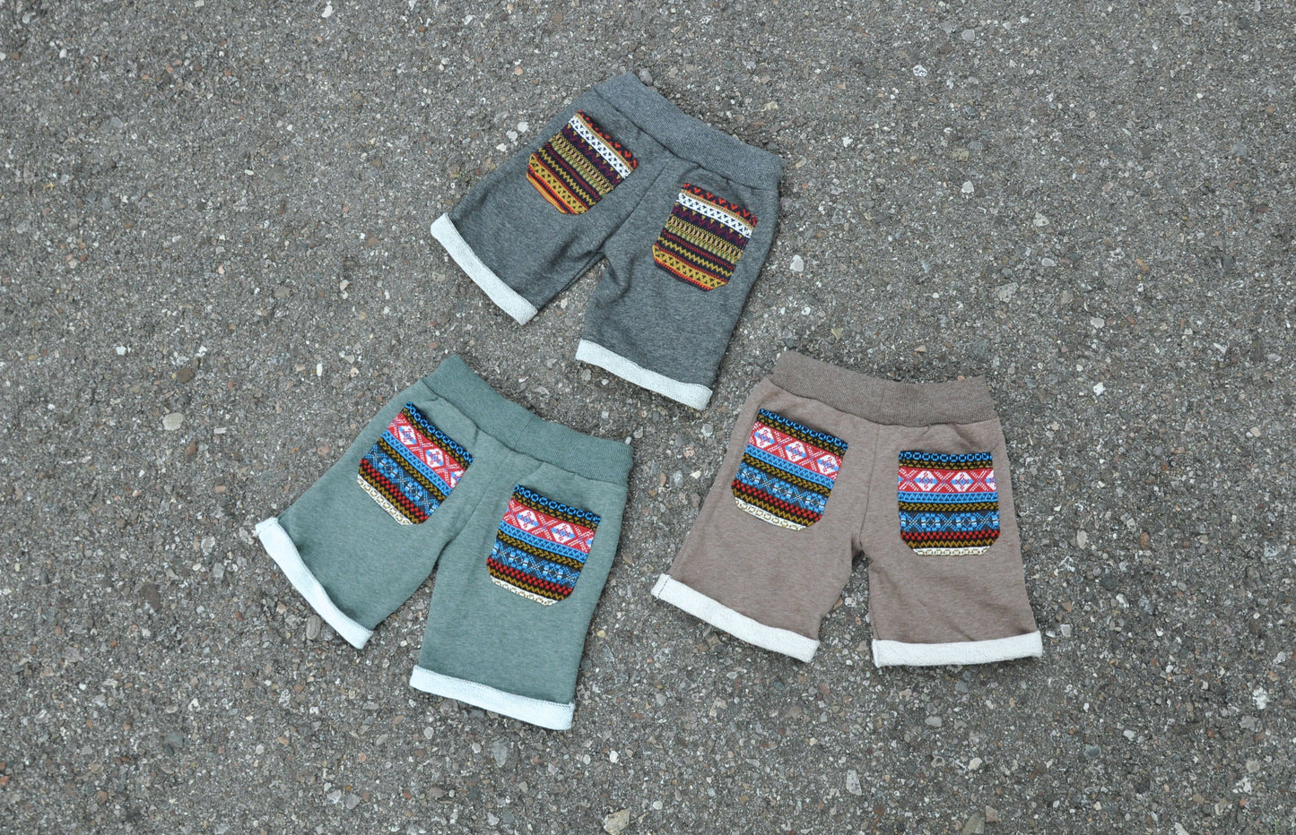 casual shorts with colorful pockets for boys