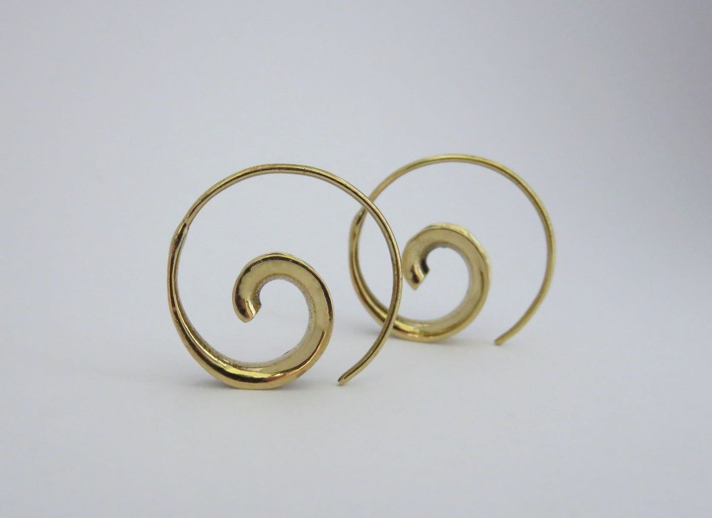 small simple spiral earrings made of brass